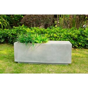 37.4 in. L Natural Lightweight Concrete Modern Square Outdoor Planter