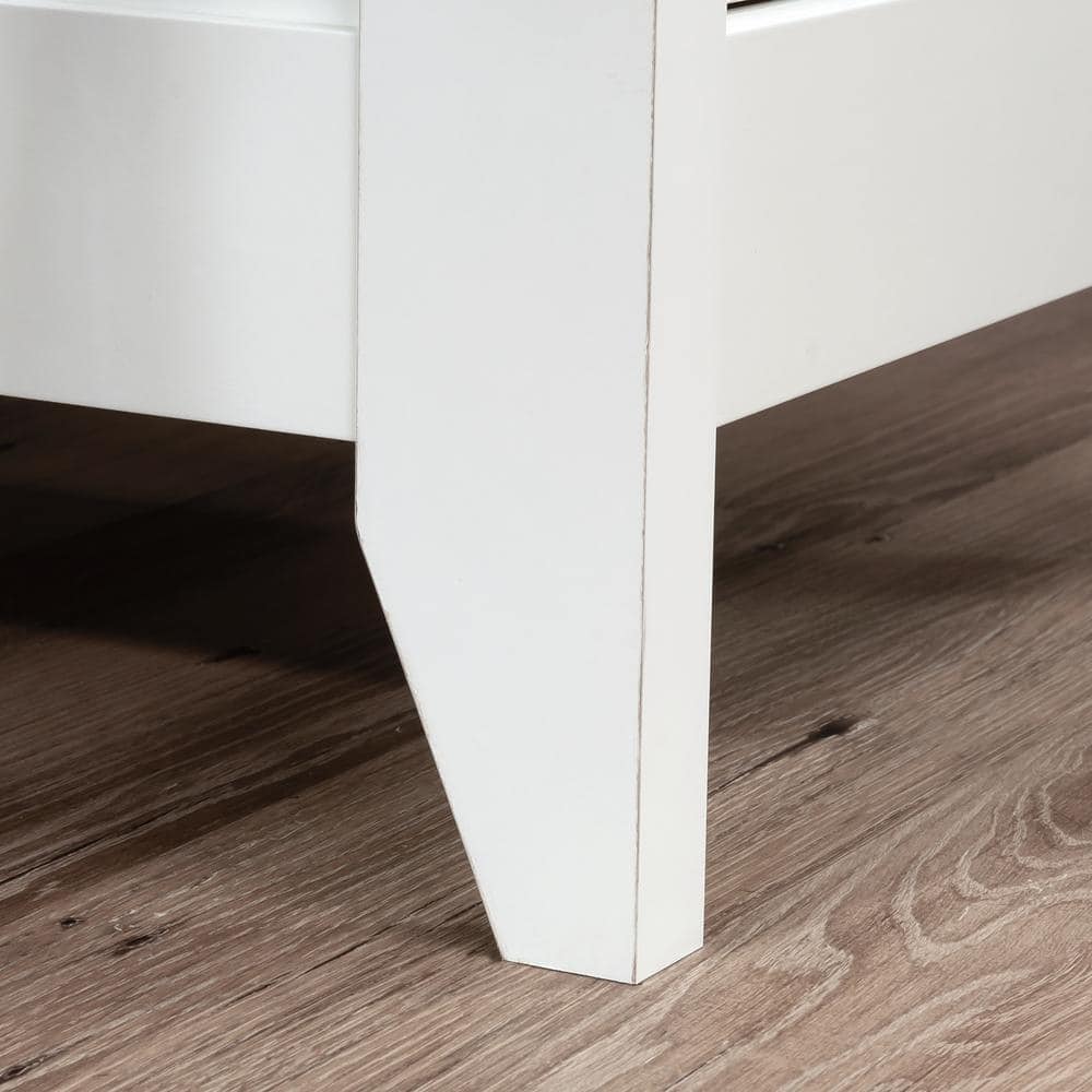 Soft White L-Shaped Wood Corner Desk with Drawer and Keyboard Tray