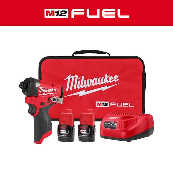 M12 FUEL 12V Lithium-Ion Brushless Cordless 1/4 in. Hex Impact Driver Kit w/Two 2.0Ah Batteries, Charger&Soft Case
