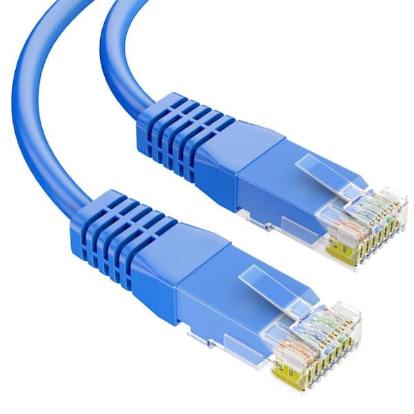 10 ft. Blue Cat 6E CMR 600MHz 23AWG Solid Bare Copper Ethernet Network Cable Wire with RJ45 Ends for POE Camera Router