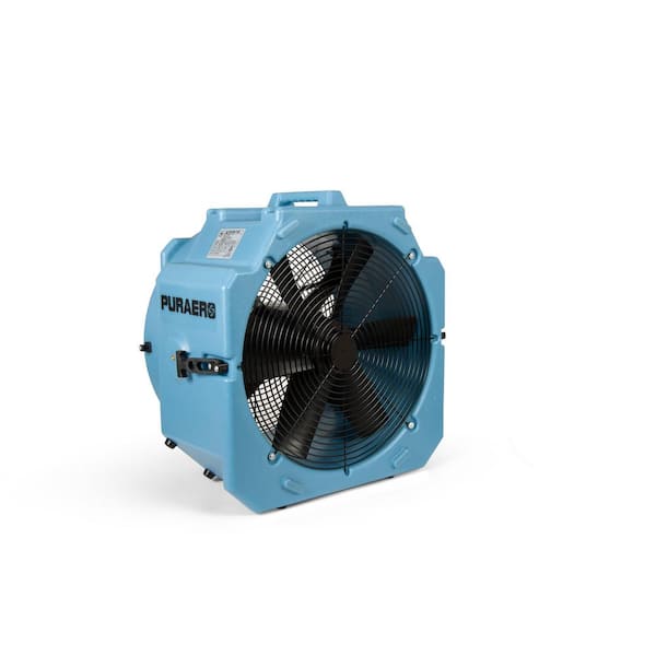 1/4 HP Axial Air Mover Carpet Dryer Blower Fan w/ 2-Speeds, 4000 CFM, GFCI Daisy Chain, Blue