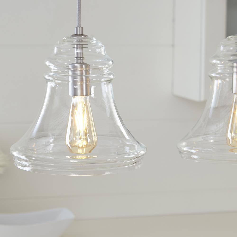 Doyle Satin Nickel Mini-Pendant with Clear Glass Shade