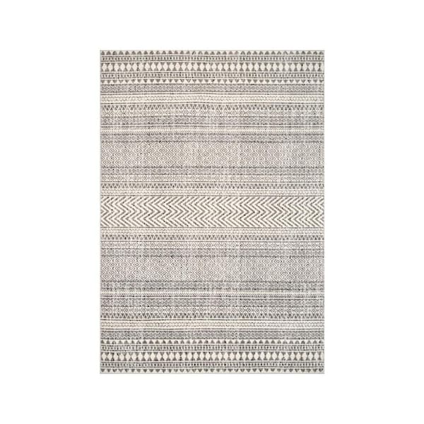 nuLOOM Catherine Henna Tribal Bands Gray 5 ft. x 7 ft. Area Rug