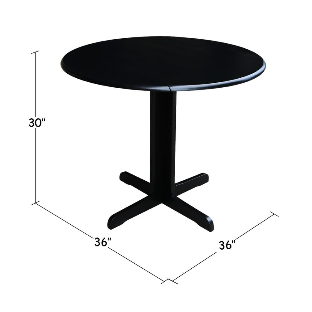 Scandinavian 38" Round Wood Extendable Dining Table in Black