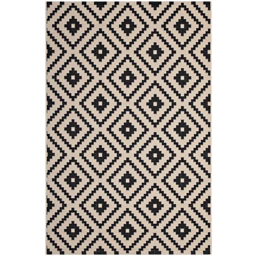 Perplex Black and Beige Geometric Diamond 8' x 10' Area Rug