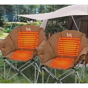 2-Piece Heated Camping Chair, Heats Back and Seat, 3 Heat Levels, Heated Folding Chair with Cup Holder Supports 400 lbs.