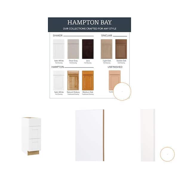 Shaker Satin White Bath Vanity Cabinets, Toe Kick and Filler Combo (4-Piece Set)