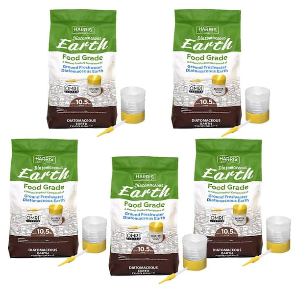 Harris 10.5 lbs. Diatomaceous Earth Food Grade 100% with 52.5 lbs. Powder Duster Applicator (5-Pack )