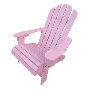 Pink Children Folding Wood Adirondack Chair (1-Pack), Reclining Wooden Outdoor Rocking Adirondack Chair for Garden, Yard
