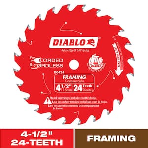 4-1/2in. x 24-Tooth Framing Trim Circular Saw Blade for Wood