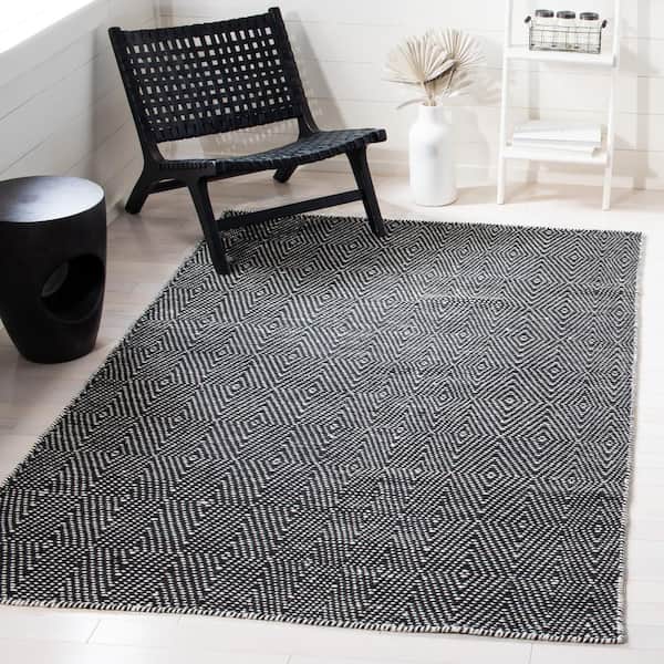 Kilim Black/Ivory 5 ft. x 8 ft. Diamonds Geometric Area Rug