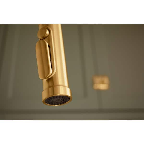 KOHLER Edalyn By Studio McGee Single Handle Pull Down Sprayer Kitchen Faucet With Sprayhead in Vibrant Brushed Moderne Brass