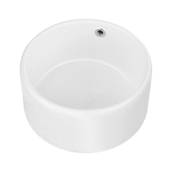 Satico 16.7 in. White Round Ceramic Bathroom Sink Basin Top Mount
