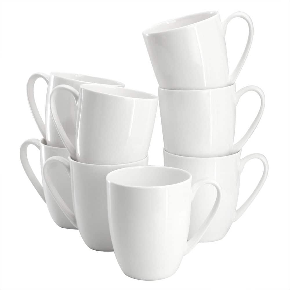 GIBSON elite White Penninsula 8-Piece 13 Bone China Mug Set in