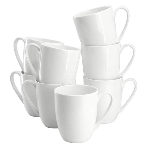 White Penninsula 8-Piece 13 oz. Bone China Mug Set in White