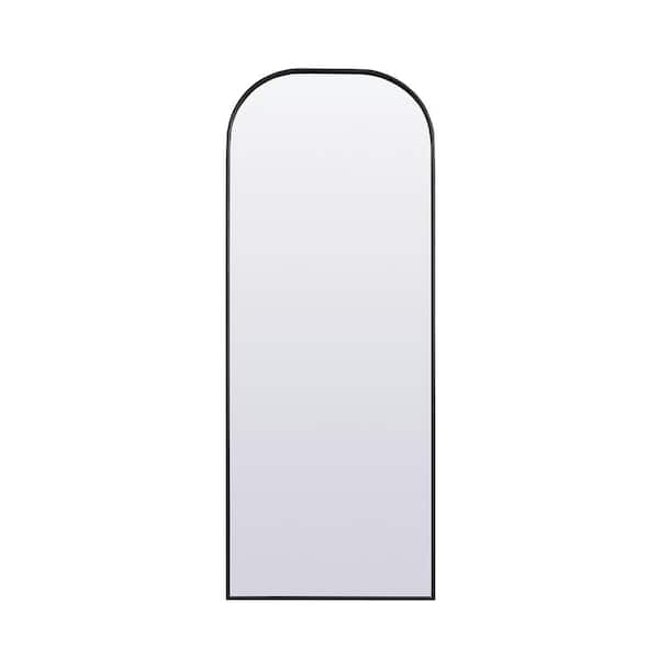 Unbranded Simply Living 28 in. W x 74 in. H Arch Metal Framed Black Full Length Mirror