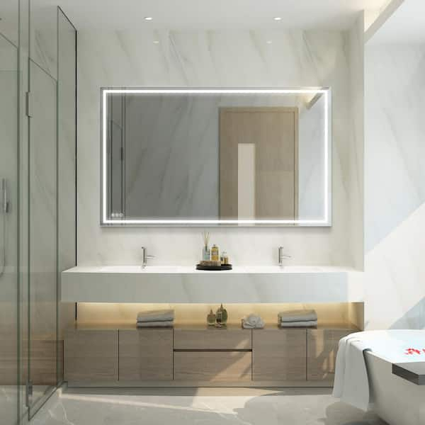 LED Bathroom Mirror Wall-Mounted Vanity Mirror with Anti Fog, Dimmable, Color Temperature Adjustable CASAINC Size: 36 x 72