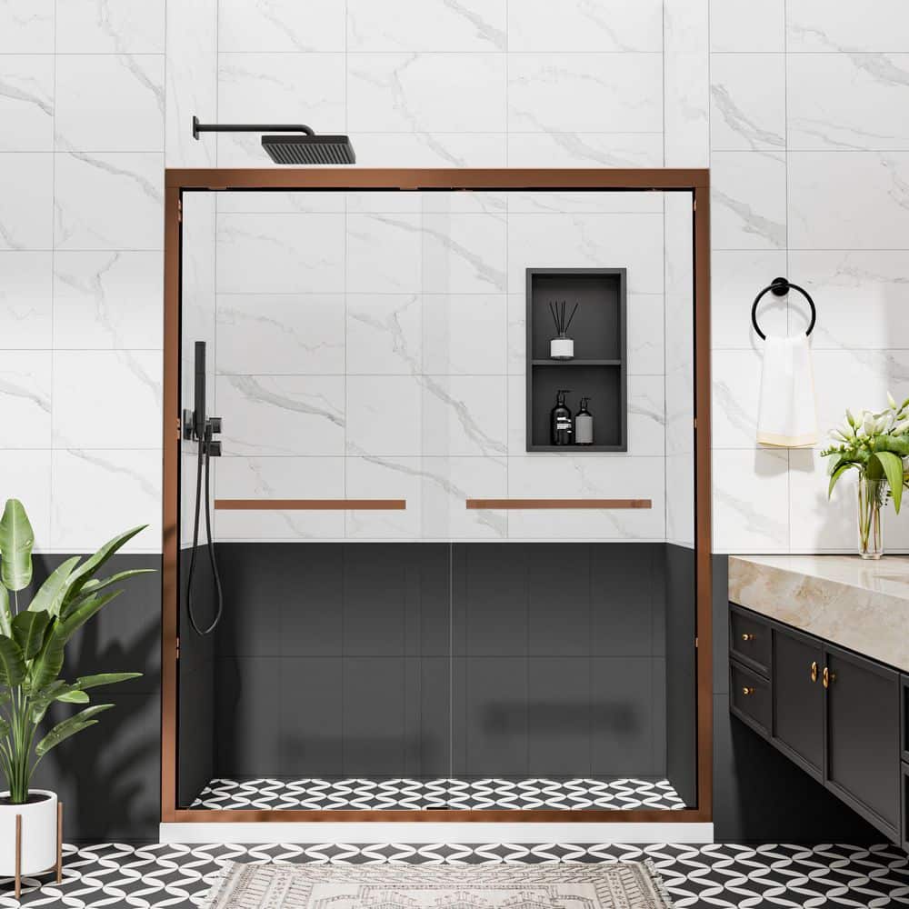 50 in. - 54 in. W x 76 in. H Double Sliding Framed Shower Door in Oil Rubbed Bronze with 8mm Rain Glass price history on PriceWatchPro