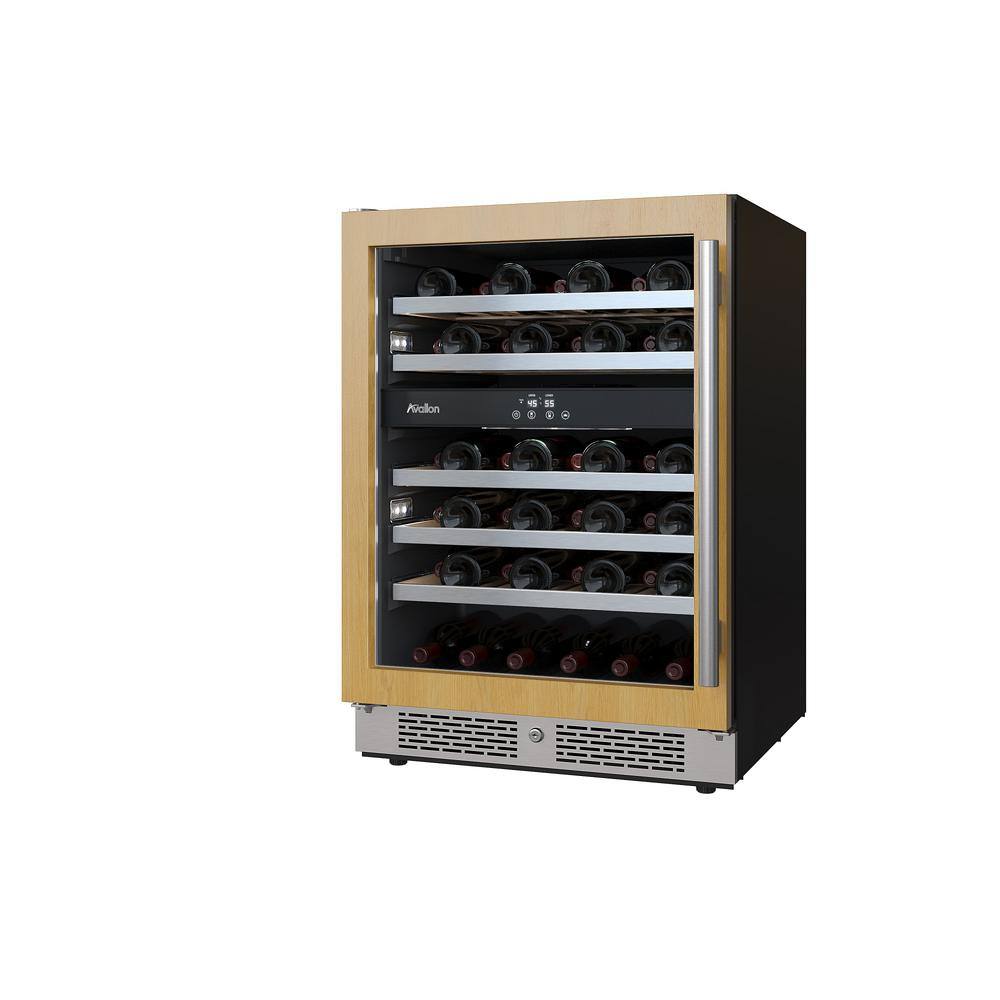 Avallon 24" Black Stainless Steel Dual Zone Wine Cooler with LED Lighting