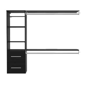 Style+ 46.97 in. W - 112.97 in. W Noir Hanging Wood Closet System with Top Shelves and Modern Drawers