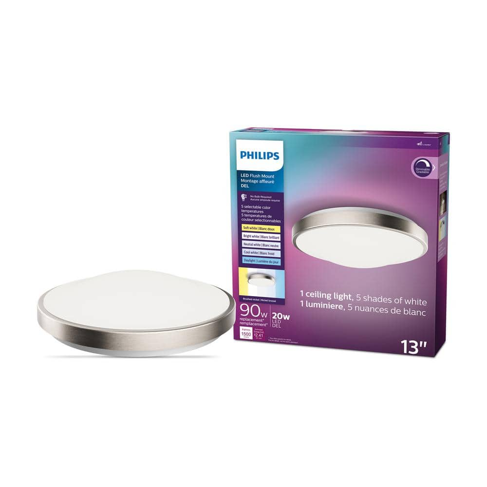 Philips LED 90-Watt 13-inch Ceiling Light  5 Shades of White  White  Dimmable  Flush Mount (1-Pack)