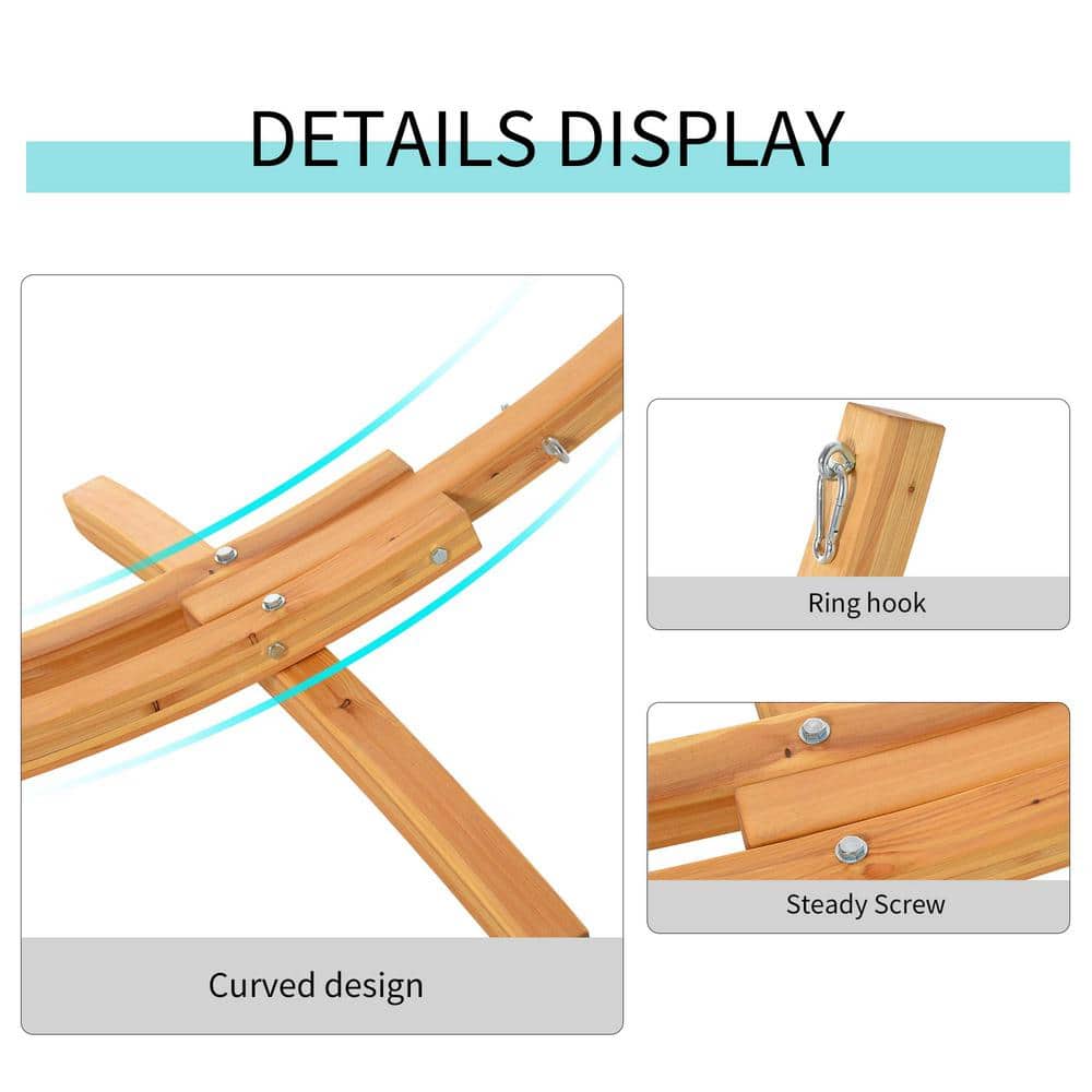 Natural Solid Wood Outdoor Hammock Stand, 128 inches