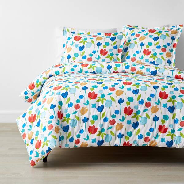 The Company Store Company Cotton Tulips Multicolored Floral Full Percale Comforter