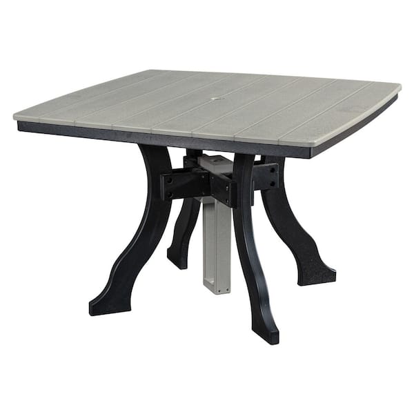 American Furniture Classics Adirondack Series Black Frame Square High Density Plastic Dining Height Outdoor Dining Table
