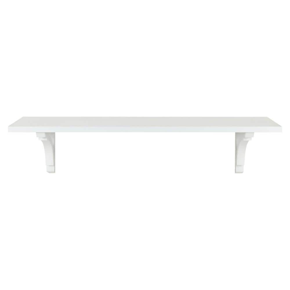 White 36-Inch Traditional Wood Floating Wall Shelf
