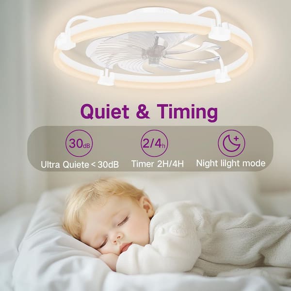 24 in. Modern Indoor Matte Quiet White Profile Ceiling Fan Integrated LED with Color Temperature and Remote Included