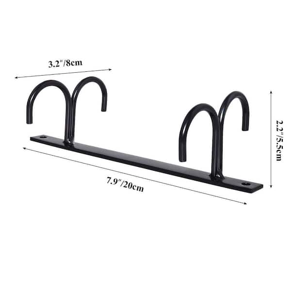 8 Hooks Black Mug Hook with Under Cabinet, Cup Holder for Mugs, Coffee Cups and Kitchen Utensils Display, (2-Pack)