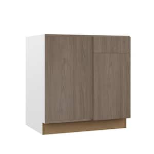 Designer Series Edgeley Assembled 33x34.5x23 in. Blind Left Corner Base Kitchen Cabinet in Driftwood