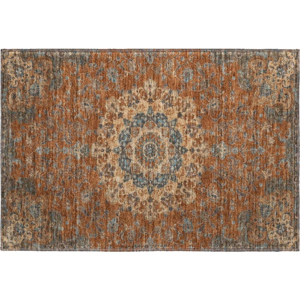Mayfield Premium Machine Washable Abstract AMF2489 Paprika 2 ft. x 3 ft. Accent Rug