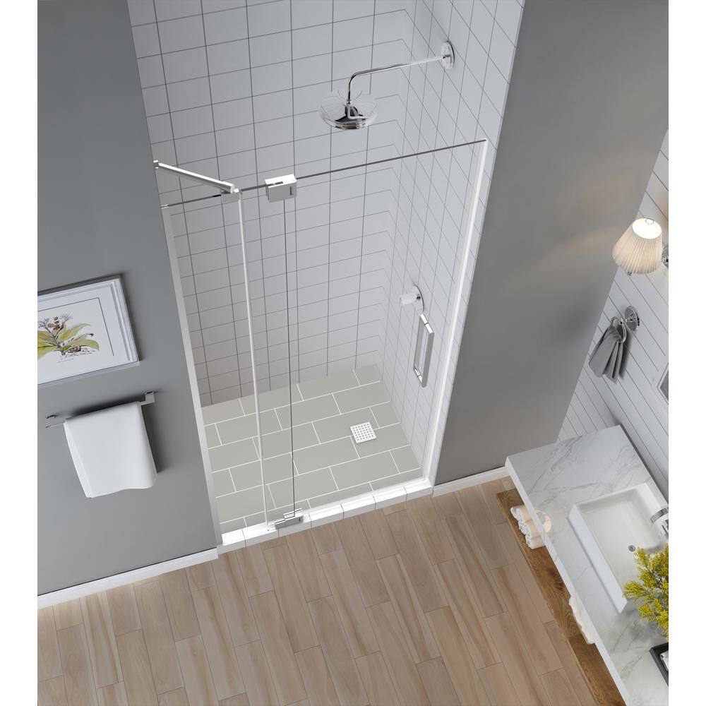 Madox 36" Chrome Frameless Hinged Shower Door with Clear Glass