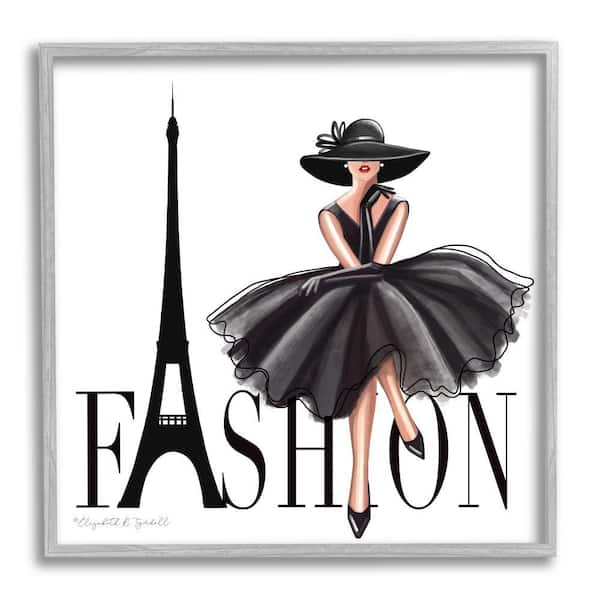 Stupell Industries Parisian Fashion High Design Black Dress By Elizabeth Tyndall Framed Print Abstract Texturized Art 17 in. x 17 in.