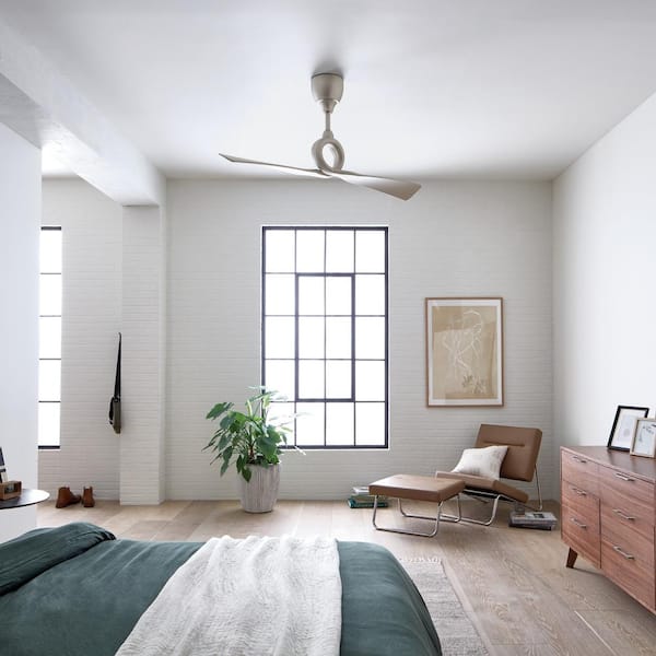 Link 54 in. Indoor Brushed Nickel Low Profile Ceiling Fan with Remote Included for Bedrooms or Living Rooms