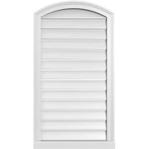 22 in. x 38 in. Arch Top Surface Mount PVC Gable Vent: Decorative with Brickmould Sill Frame
