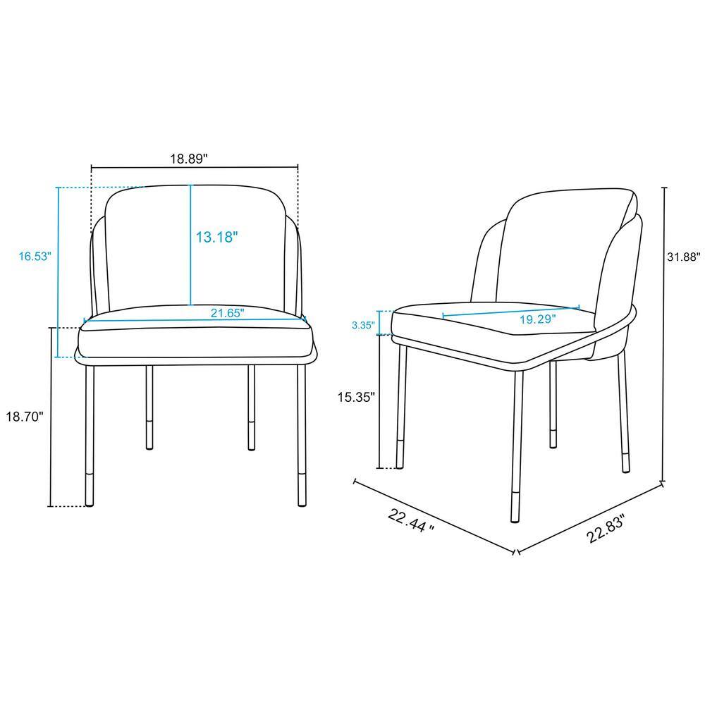 High Back Black Linen Upholstered Metal Side Chair