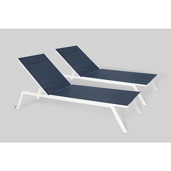 Deltess Princeton 2-Piece Metal Outdoor Chaise Lounge in Navy