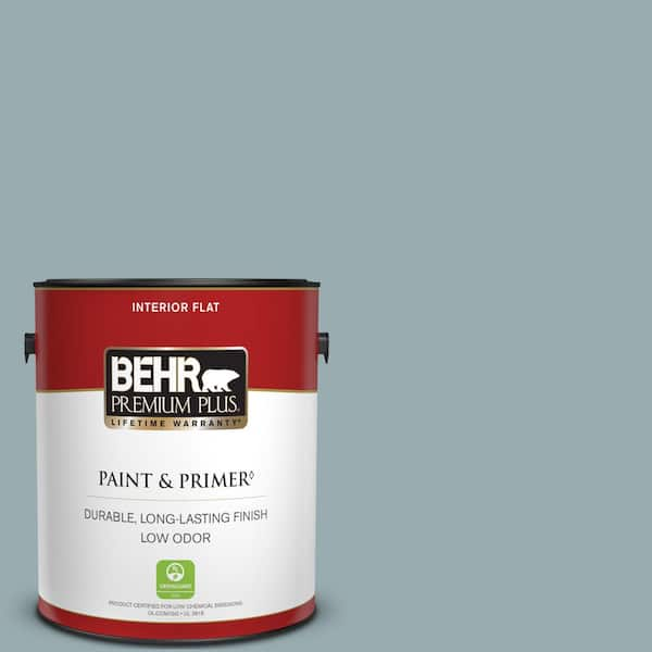 BEHR PREMIUM PLUS 1 gal. #BXC-28 Bucolic Blue Flat Low Odor Interior Paint & Primer