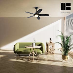 WhisperBloom 52 in. Indoor Satin Brass Ceiling Fan with LED Light Bulbs and Remote Control