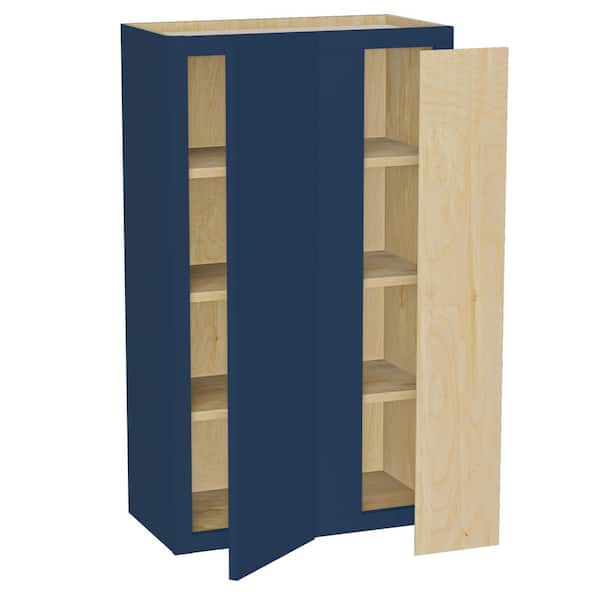 Home Decorators Collection Hargrove 24 in. W x 12 in. D x 42 in. H Assembled Plywood Blind Wall Kitchen Cabinet in Vessel Blue with Soft Close RH