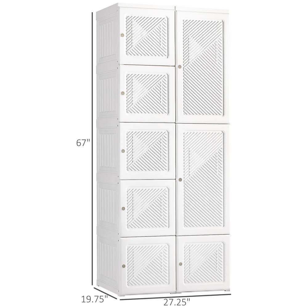 White Modular Portable Wardrobe Closet with Cube Compartments