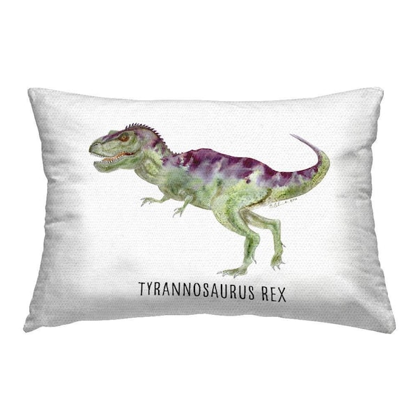 Tyrannosaurus Rex Dinosaur Learning Green Rectangular Outdoor Throw Pillow
