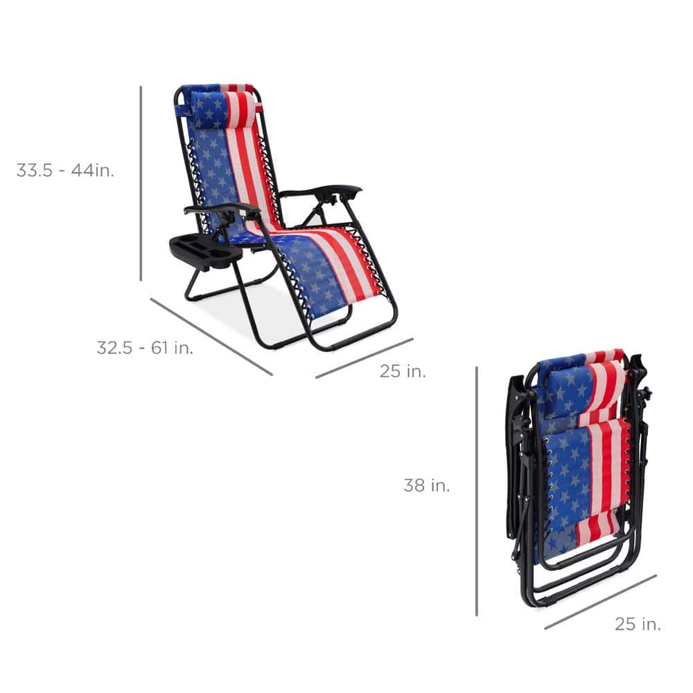 American Flag Zero Gravity Reclining Lounger with Cushions and Arms