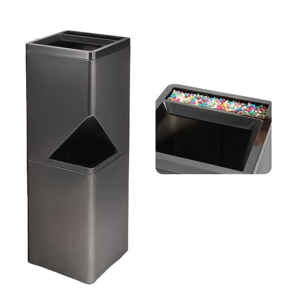 Commercial 13 Gal. Metallic Black Outdoor Trash Can with Lid