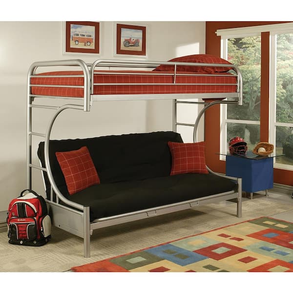 Acme Furniture Eclipse Twin Over Silver, Kids Bunk Bed With Sofa
