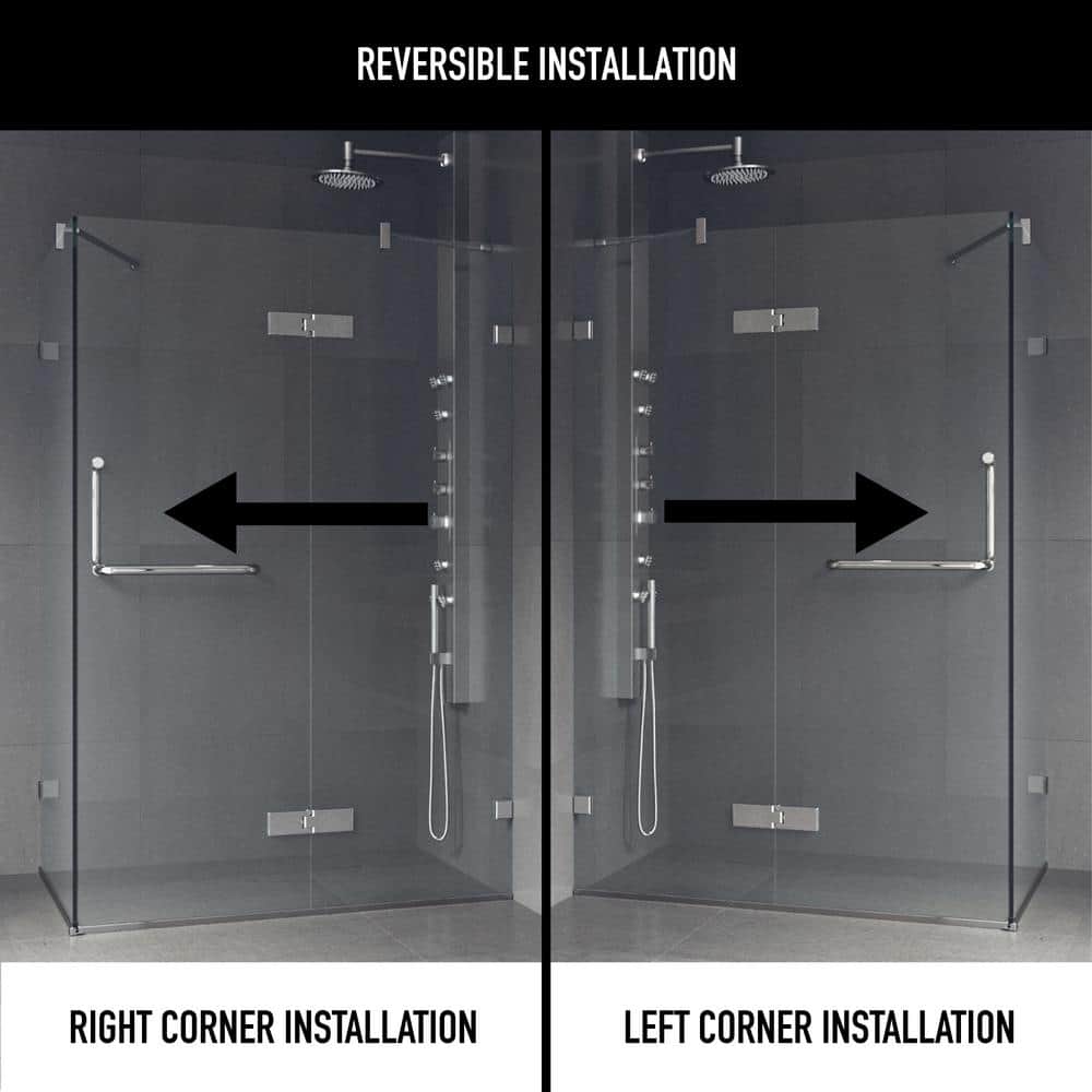 Monteray Frameless Clear Glass Shower Enclosure with Brushed Nickel Hardware