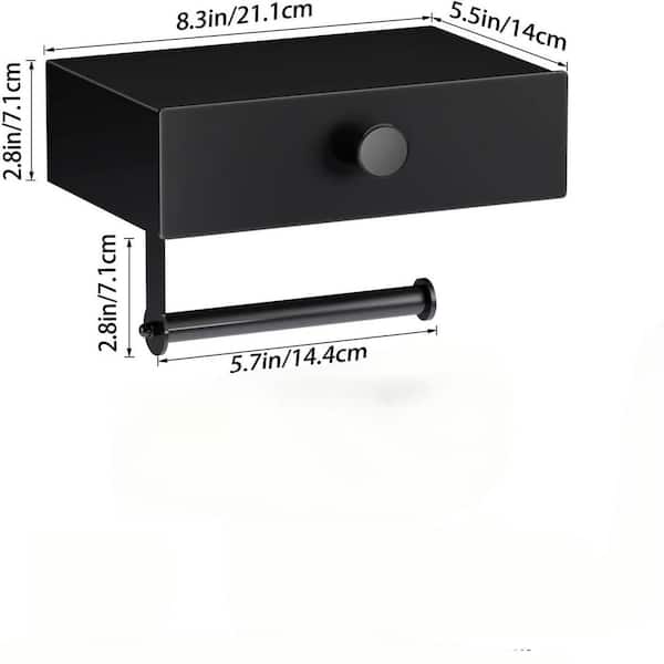 Toilet Paper Holder with Shelf Black Wipes Dispenser Stainless Steel Toilet Paper Holder