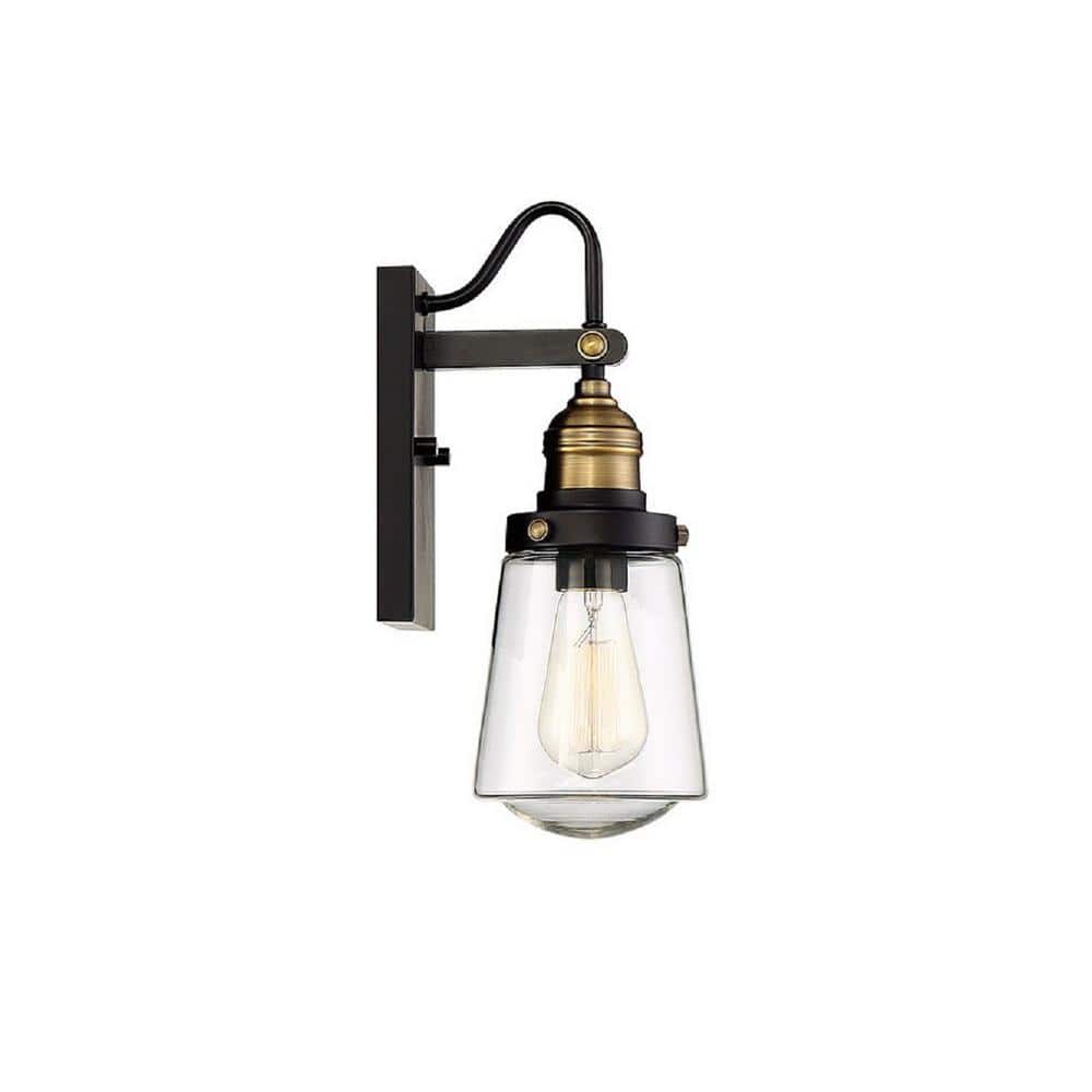 Macauley Vintage Black and Warm Brass Outdoor Wall Sconce